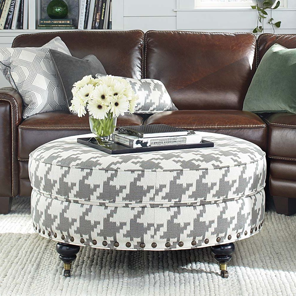 Most Popular Green Fabric Square Storage Ottomans With Pillows Intended For Small Round Ottoman Giving Extra Update In Your Home Decor – Homesfeed (View 3 of 10)