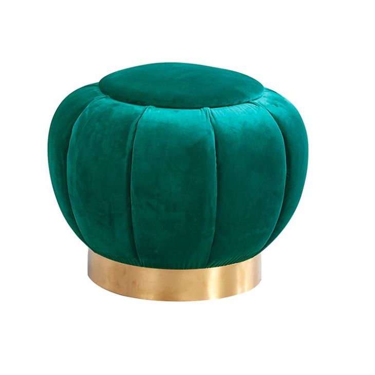 Most Popular Honeycomb Cream Velvet Fabric And Gold Metal Ottomans Within China Customized Gold Base Round Velvet Ottoman Manufacturers (View 5 of 10)
