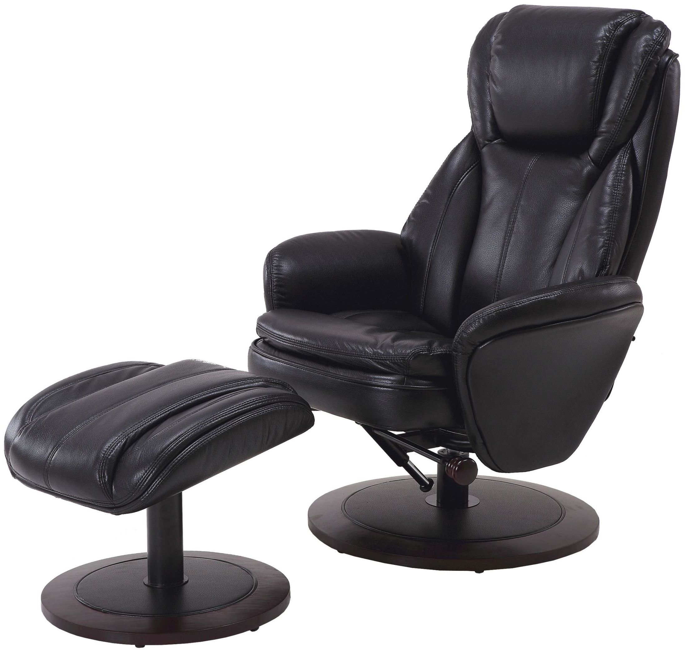 Most Popular Onyx Black Modern Swivel Ottomans Intended For Norway Black Breathable Swivel Recliner With Ottoman From Mac Motion (View 3 of 10)