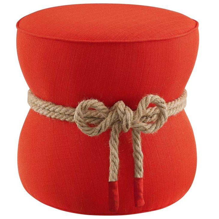 Most Popular Ottomans, Footstools, Poufs Regarding Orange Fabric Round Modern Ottomans With Rope Trim (View 8 of 10)