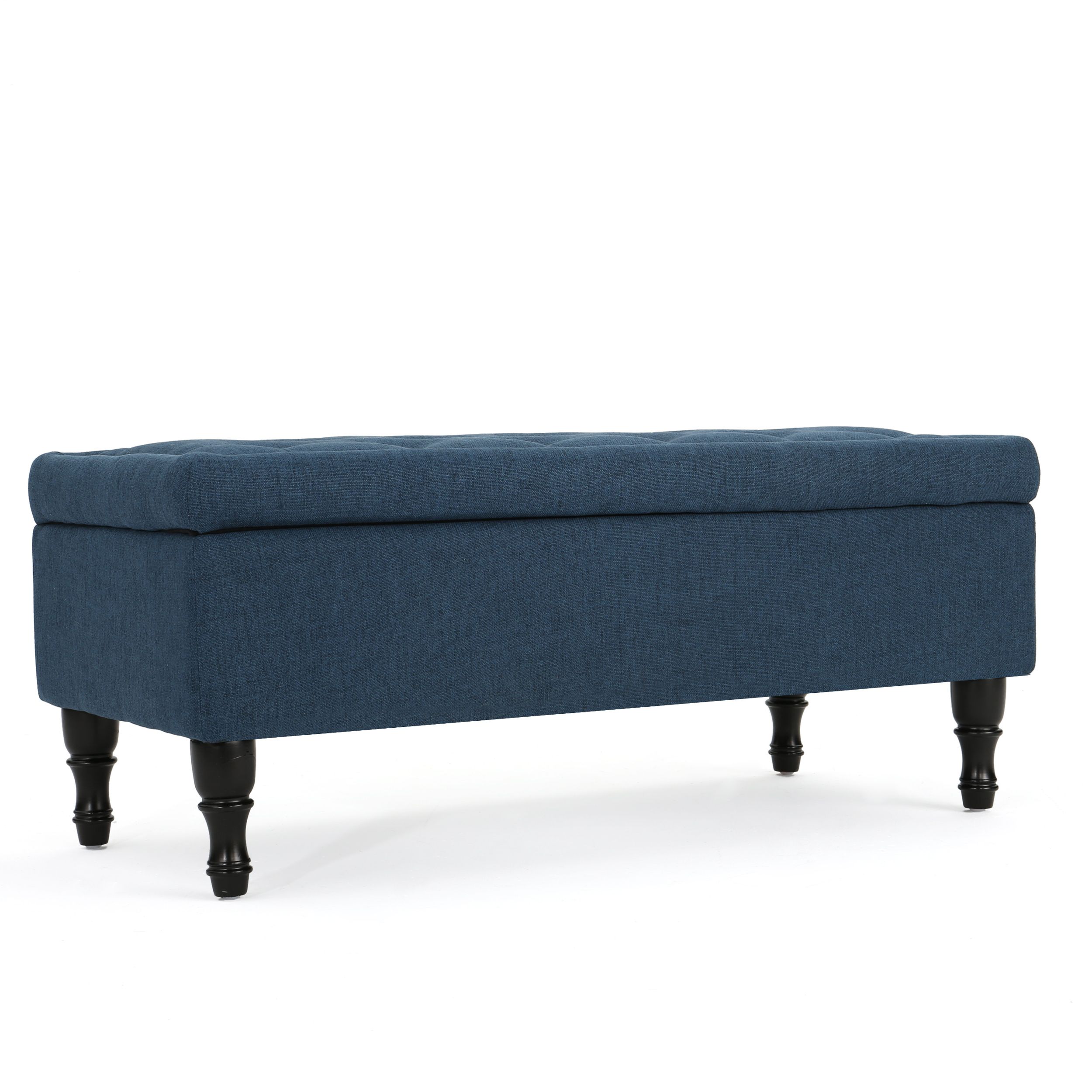 Most Recent Blue Fabric Storage Ottomans For Constance Fabric Storage Ottoman, Navy Blue – Walmart – Walmart (View 2 of 10)