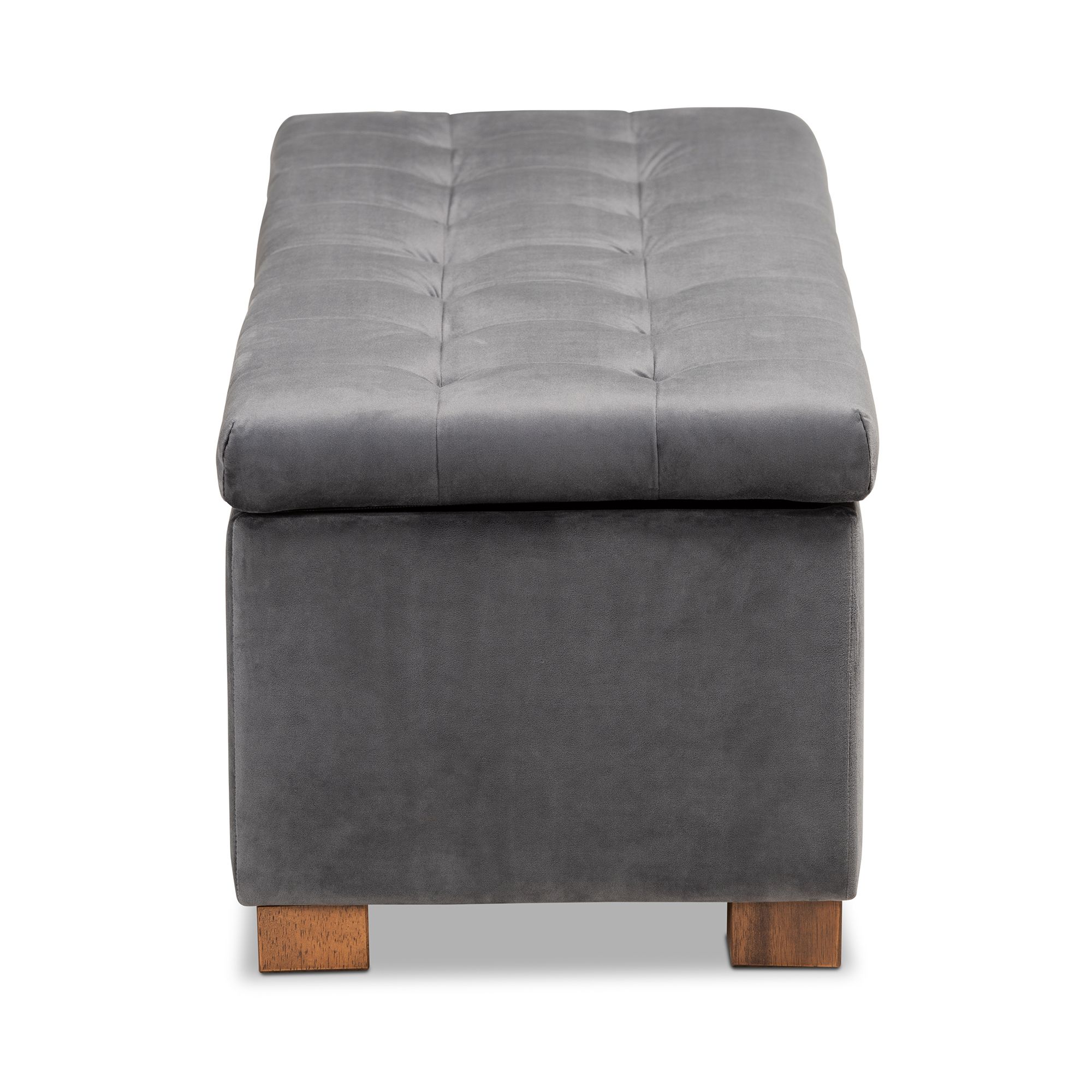 Most Recent Charcoal Gray Velvet Tufted Rectangular Ottoman Benches For Roanoke Contemporary Grid Tufted Velvet Upholstered 46" Storage Bench (View 9 of 10)