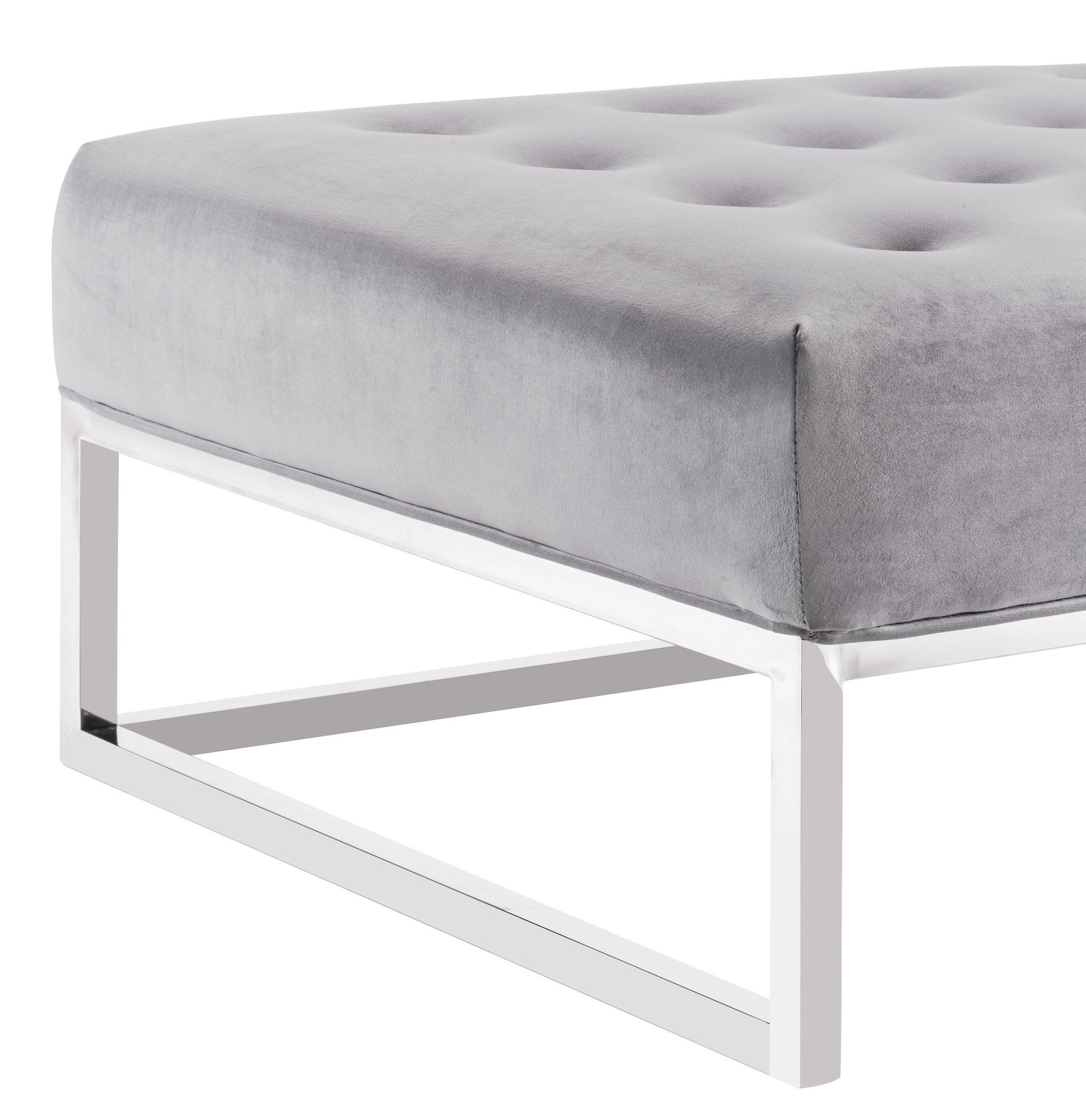 Most Recent Rivet Gray Velvet Fabric Bench With Nova Grey Velvet Ottoman / Bench – Michele Pelafas (View 9 of 10)