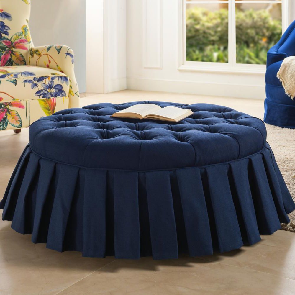 Most Recent Royal Blue Tufted Cocktail Ottomans With Regard To Jennifer Taylor Home Luciana Midnight Blue Tufted Footstool Cocktail (View 1 of 10)
