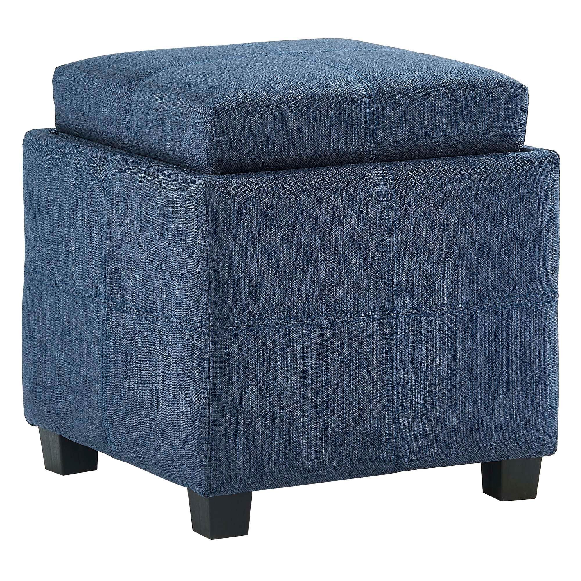 Most Recently Released Blue Fabric Nesting Ottomans Set Of 2 In 19" Blue And Gray Transitional Square Storage Ottoman With Reversible (View 6 of 10)