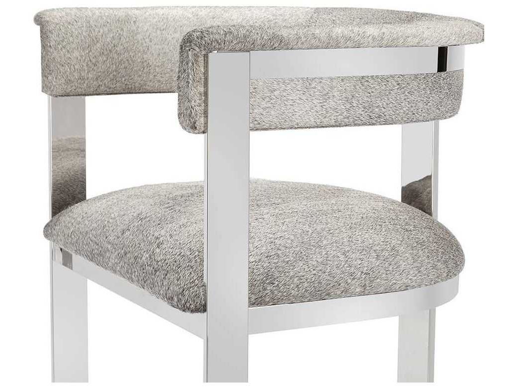 Most Recently Released Interlude Home Darcy Polished Nickel / Natural Grey Arm Bar Height Inside Gray Nickel Stools (View 7 of 10)