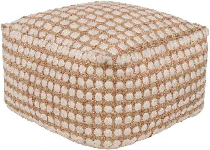 Most Recently Released Oak Cove White And Khaki Woven Pouf Ottomans Throughout Oak Cove Jute Pouf In White And Khaki Color In 2020 (Photo 1 of 10)