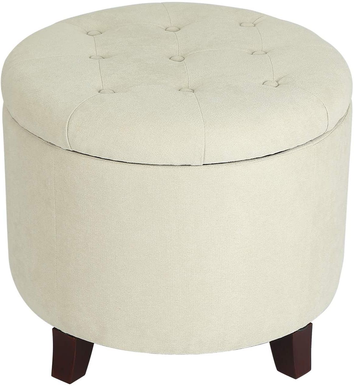 Most Recently Released Round Beige Faux Leather Ottomans With Pull Tab Pertaining To Best Round White Leather Ottoman Tufted – Your House (View 10 of 10)