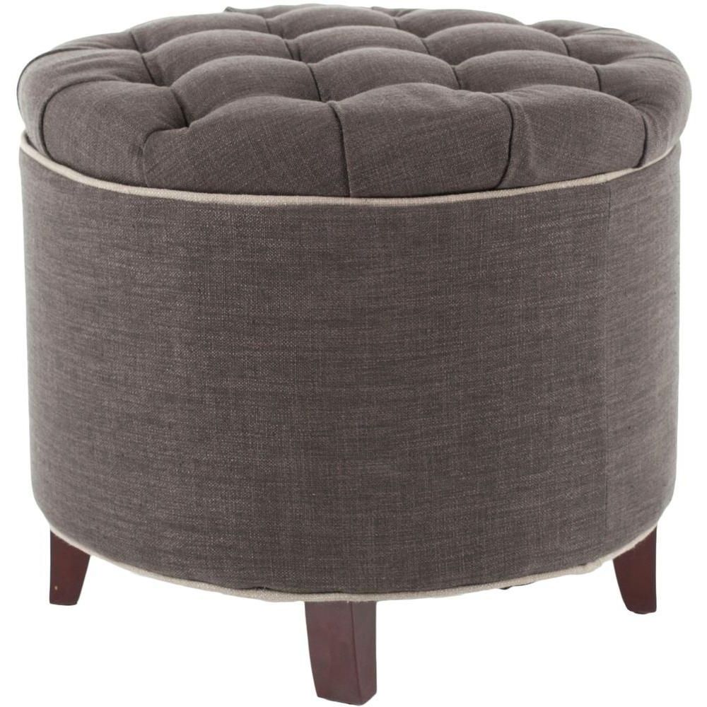 Most Recently Released Safavieh Amelia Charcoal Brown Storage Ottoman Hud8220a – The Home With Charcoal Fabric Tufted Storage Ottomans (View 3 of 10)