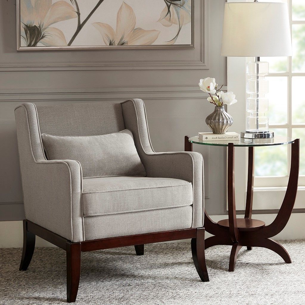 Most Recently Released Sherman Accent Chair Solid Wood, Birch, Eclectic Brown Madison Park Inside Satin Gray Wood Accent Stools (View 8 of 10)