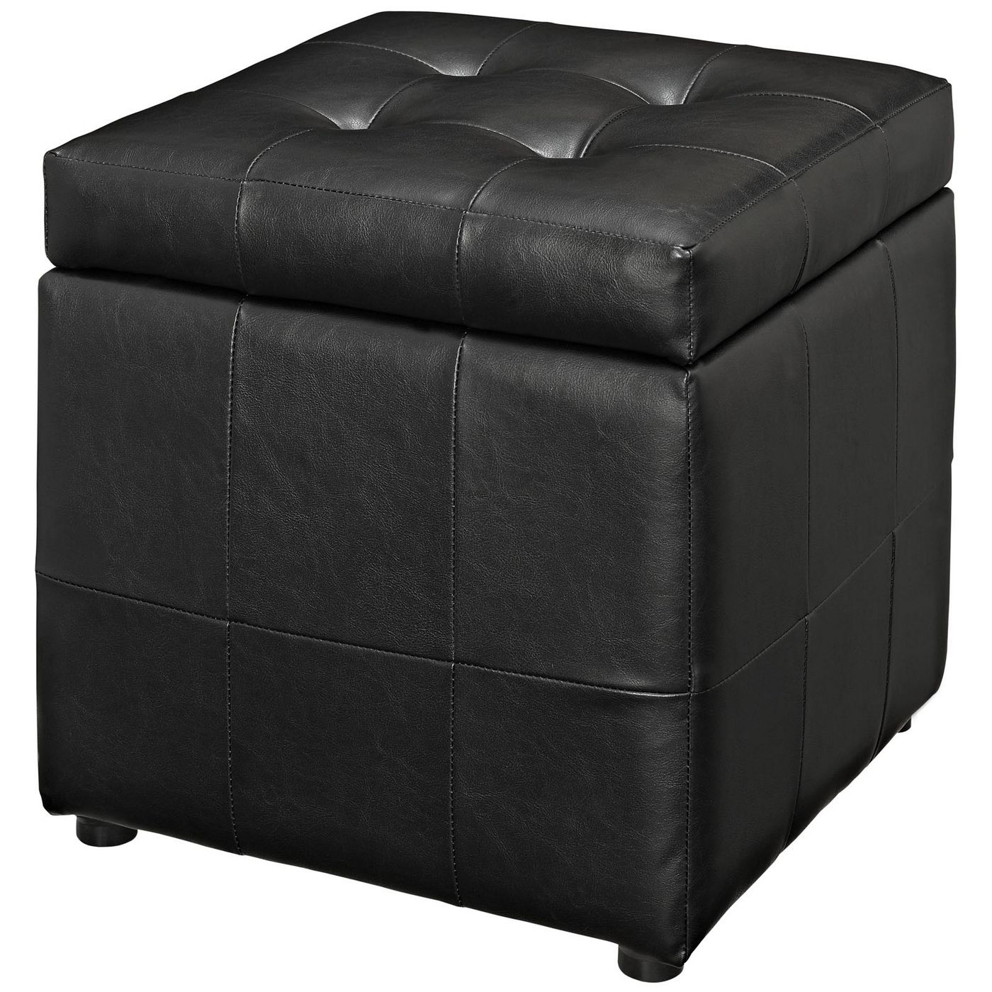 Most Recently Released Volt Contemporary Upholstered Button Tufted Storage Ottoman, Black With Black And White Zigzag Pouf Ottomans (View 6 of 10)