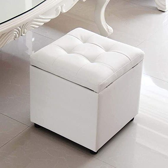 Most Recently Released White Solid Cylinder Pouf Ottomans With Amazon: Yq Whjb European Soft Leather Square House Pu Folding (View 3 of 10)