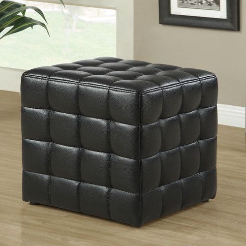 Most Up To Date Black And Ivory Solid Cube Pouf Ottomans Inside Hendrix  (View 10 of 10)