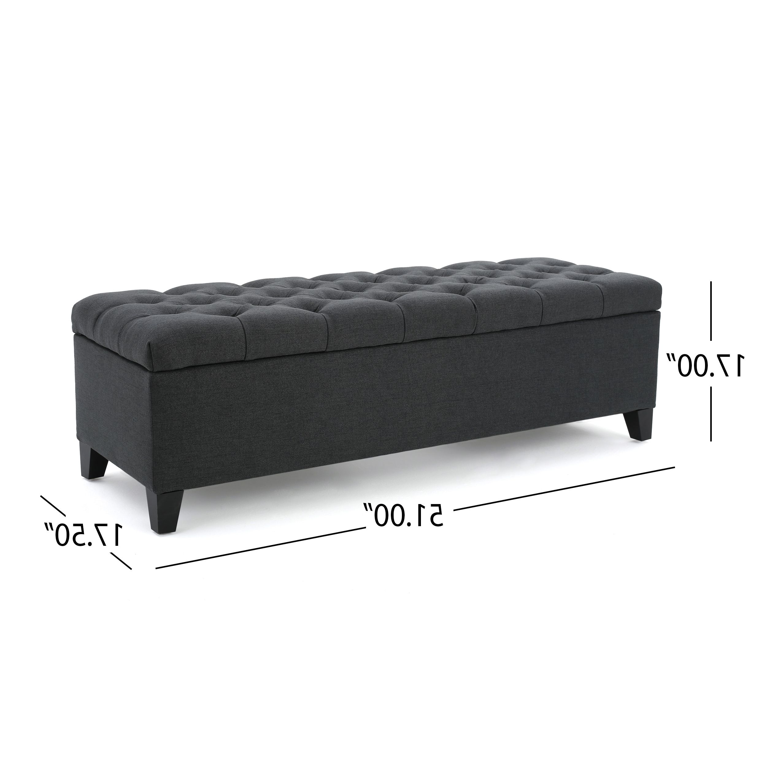 Most Up To Date Brown And Gray Button Tufted Ottomans Regarding Michael Dark Grey Fabric Upholstered Button Tufted Storage Ottoman On (View 4 of 10)