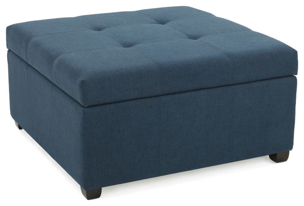 Most Up To Date Gdf Studio Carlyle Dark Blue Fabric Storage Ottoman – Transitional In Dark Blue And Navy Cotton Pouf Ottomans (View 3 of 10)