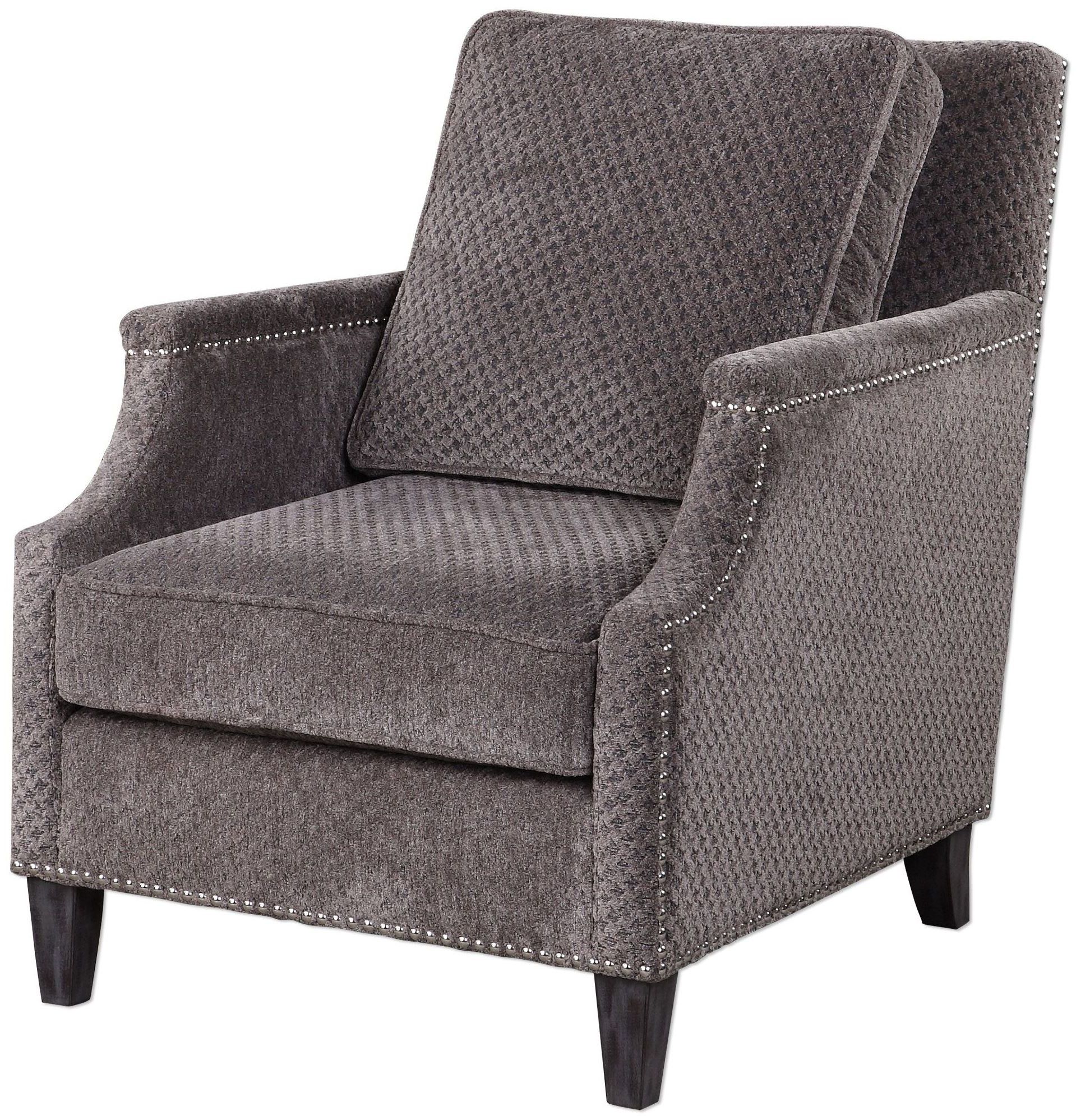 Most Up To Date Gray Chenille Fabric Accent Stools In Dallen Pewter Gray Accent Chair From Uttermost (23312) (View 1 of 10)