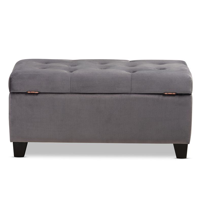 Most Up To Date Gray Velvet Ottomans With Ample Storage Pertaining To Baxton Studio Michaela Grey Velvet Upholstered Storage Ottoman –  (View 3 of 10)