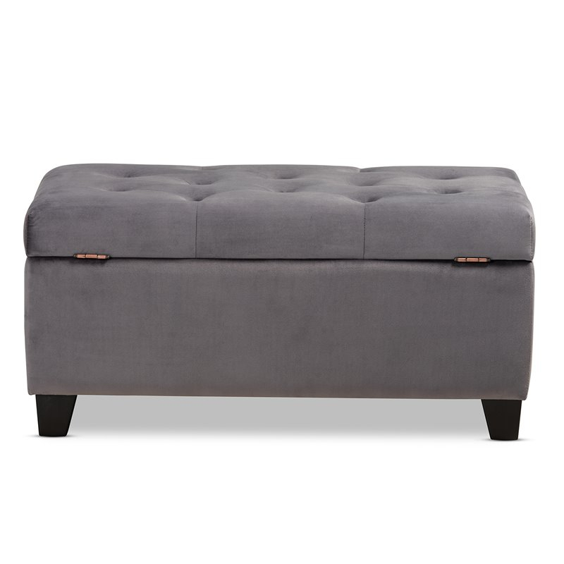 Most Up To Date Gray Velvet Ottomans With Ample Storage Pertaining To Baxton Studio Michaela Grey Velvet Upholstered Storage Ottoman – 162 (Photo 3 of 10)