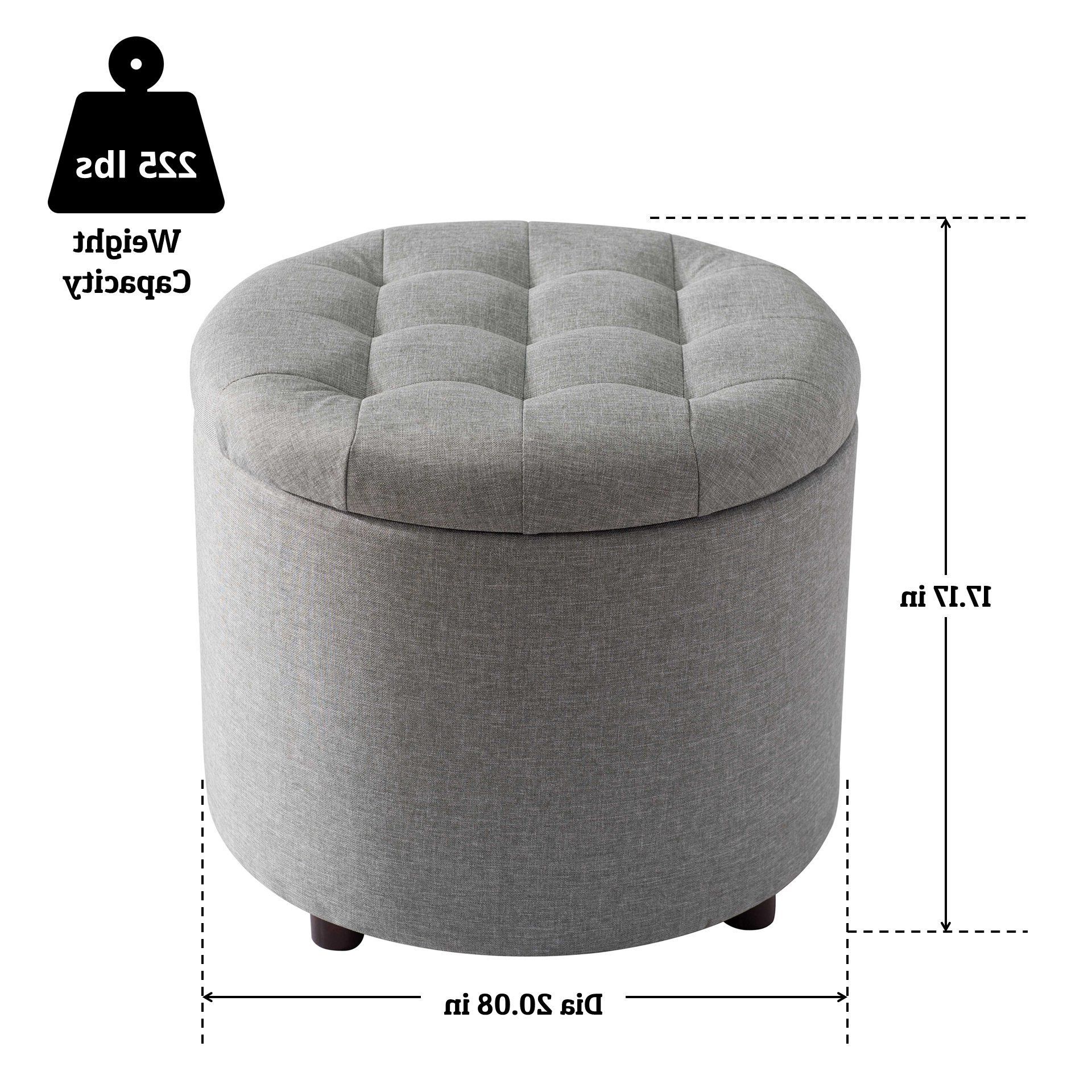 Most Up To Date Light Gray Tufted Round Wood Ottomans With Storage Inside Sj Collection Round Tufted Ottoman With Storage, 5 In 1 Chest Seating (View 7 of 10)