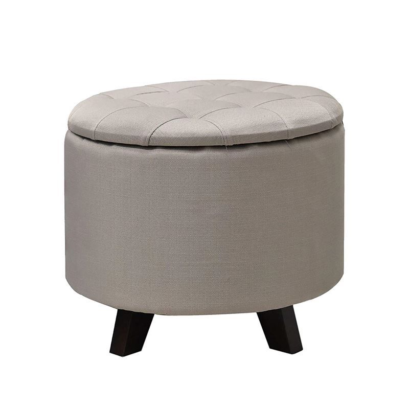 Most Up To Date Navy And Dark Brown Jute Pouf Ottomans For Clearance Depot – New Benjara Bm196583 Fabric Upholstered Wooden (View 5 of 10)