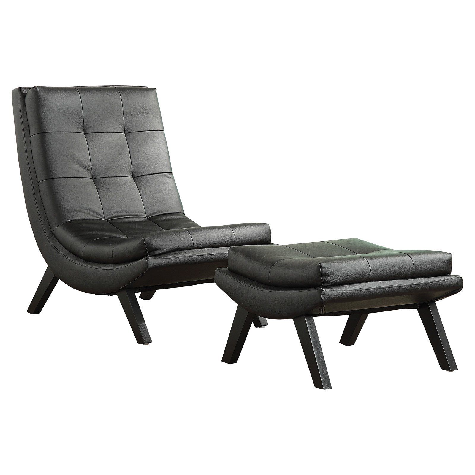 Most Up To Date Osp Home Furnishings Tustin Lounge Chair And Ottoman Set With Black Regarding Blue Fabric Lounge Chair And Ottomans Set (View 6 of 10)