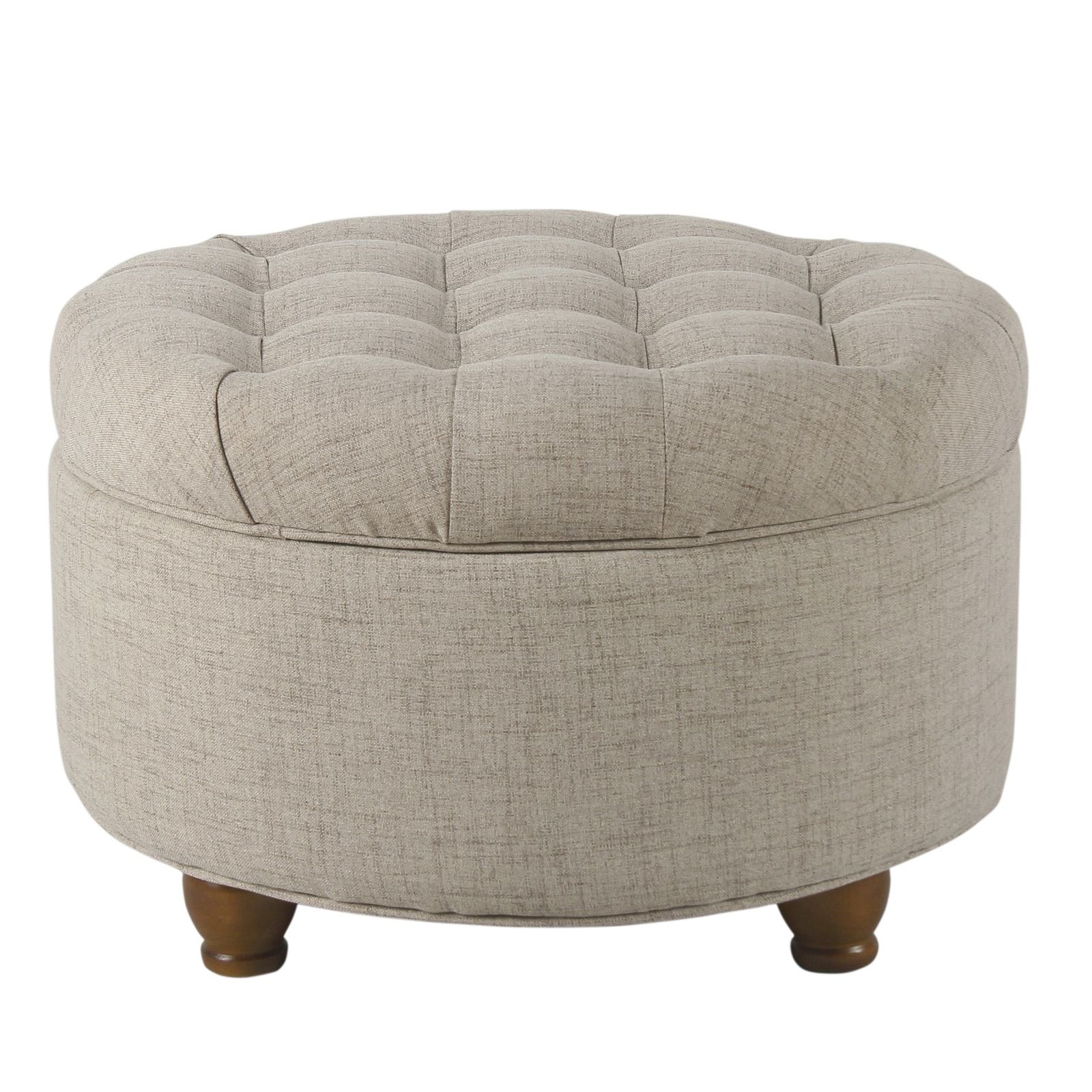 Most Up To Date Round Pouf Ottomans For Homepop Large Tufted Round Storage Ottoman, Multiple Colors – Walmart (View 7 of 10)