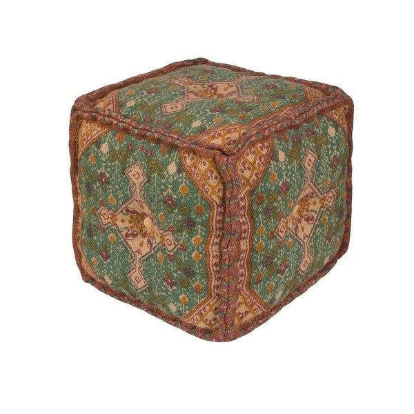 Most Up To Date Shop 18" Winter Green And Pastel Red Square Woven Tufted Pouf Ottoman Pertaining To Dark Red And Cream Woven Pouf Ottomans (View 1 of 10)