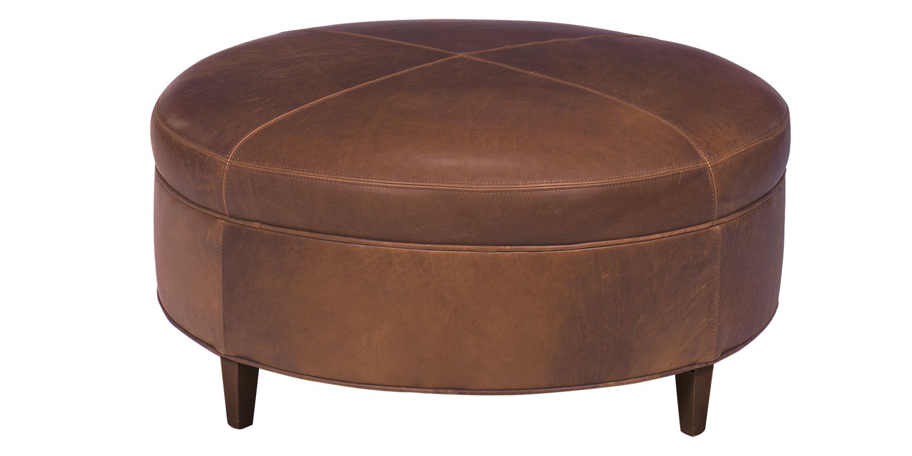 Most Up To Date Silver And White Leather Round Ottomans Regarding Round Contemporary Leather Cocktail Ottoman (View 2 of 10)