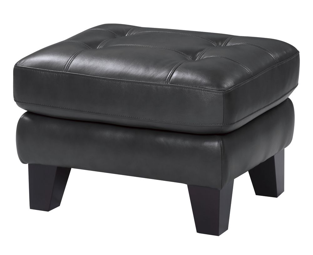 Most Up To Date Spivey Dark Gray Top Grain Leather Ottomanhomelegance Regarding Medium Gray Leather Pouf Ottomans (View 6 of 10)