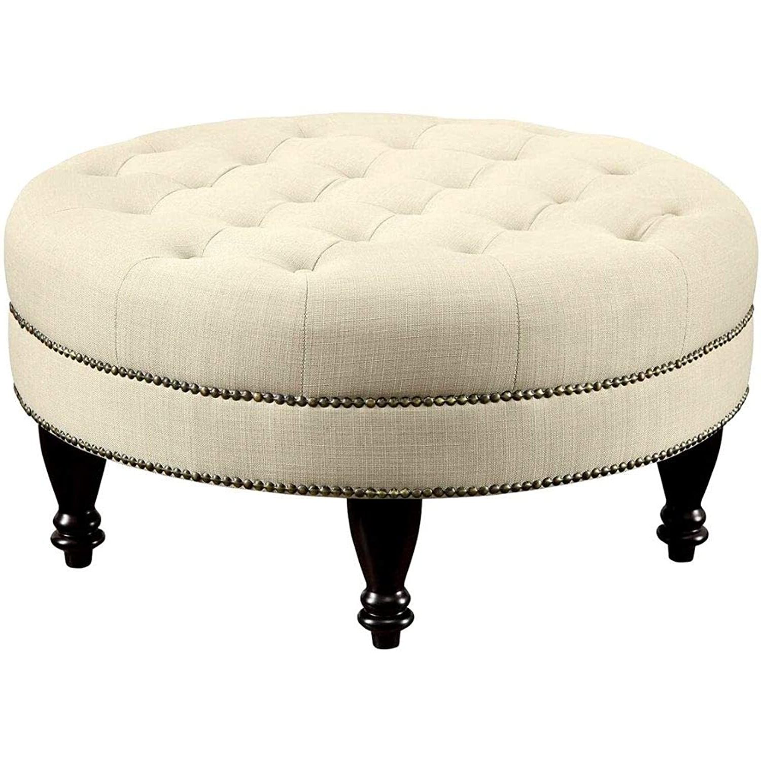 Multi Color Botanical Fabric Cocktail Square Ottomans In 2018 Amazon: Round Tufted Ottoman Coffee Table Button Traditional (View 7 of 10)
