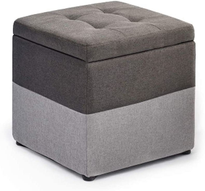 Multi Color Fabric Storage Ottomans Throughout Most Recently Released Footstools Ottomans Square Fabric Storage Stool/linen Like Fabric And (View 4 of 10)
