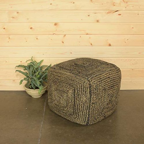 My Swanky Home Natural Hemp Woven Rope Blue Gray Cube Pouf (View 2 of 10)