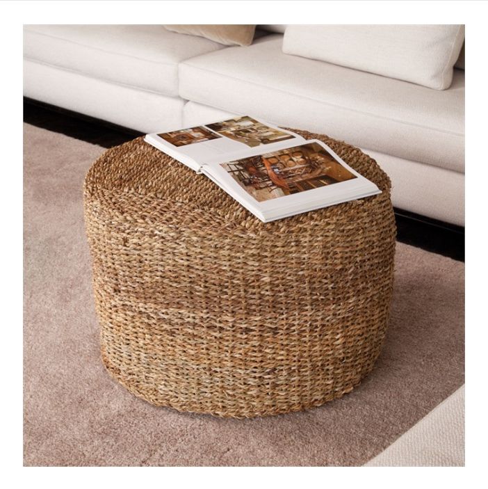 Natural Solid Cylinder Pouf Ottomans In Favorite Seagrass Ottoman (View 4 of 10)