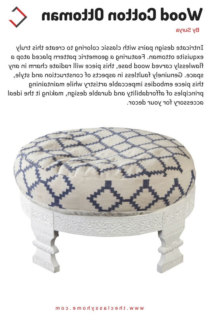Navy Cotton Woven Pouf Ottomans In Favorite Surya Furniture Ivory Navy Wood Cotton Ottoman – 30.4 X 30.4 X  (View 10 of 10)