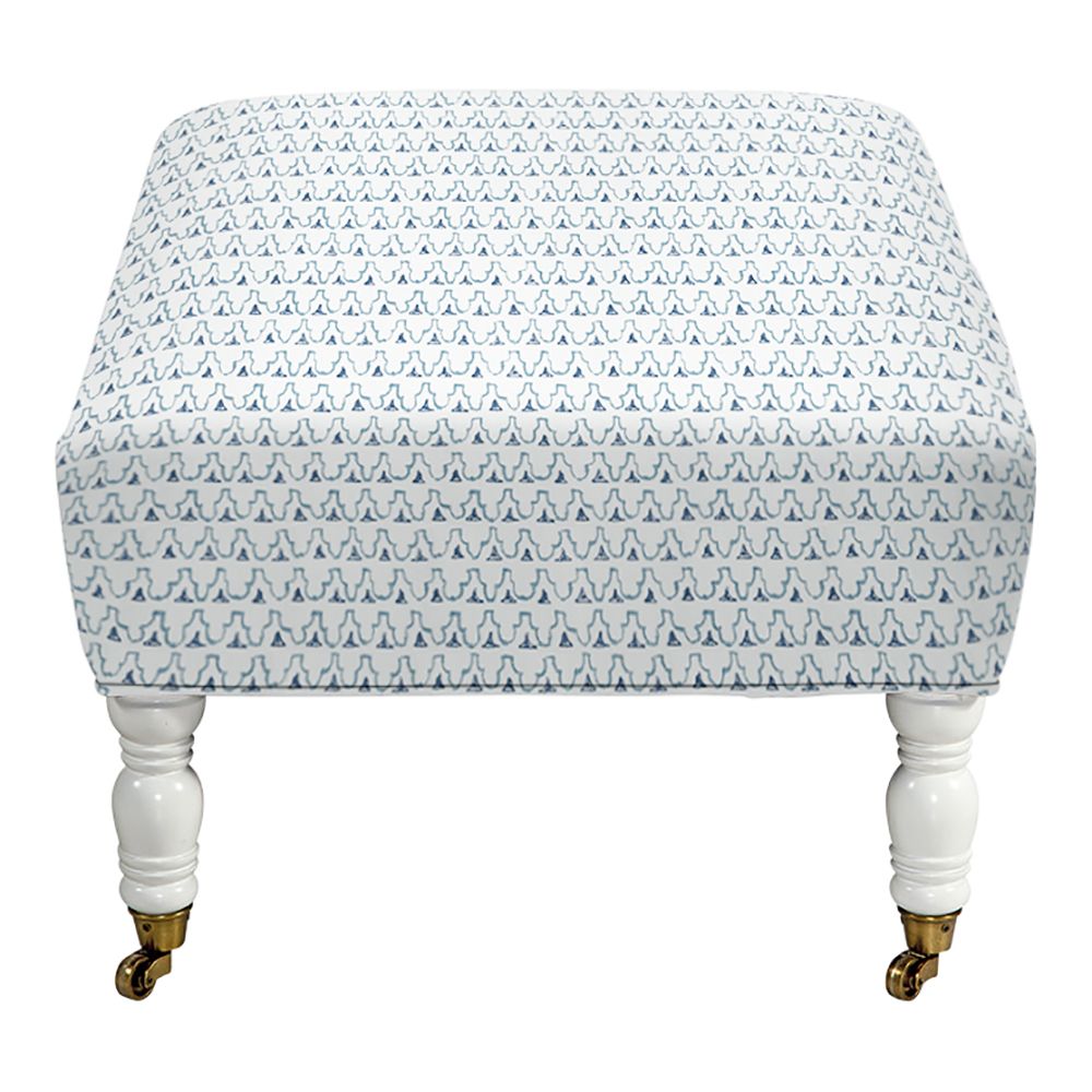 Navy Cotton Woven Pouf Ottomans With Regard To Newest Oliver Cocktail Ottoman, Amari Navy Cotton Blend – Imagine Home (View 1 of 10)