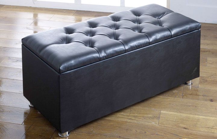 *new* Ottoman Storage Blanket Box In Faux Leather For Well Known Black Leather Ottomans (View 7 of 10)