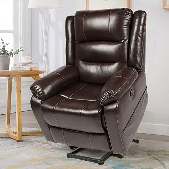 Newest Amazon: Esright Power Lift Chair Faux Leather Electric Recliner For Throughout Black Faux Leather Usb Charging Ottomans (View 7 of 10)