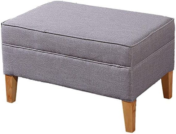 Newest Beige And Light Gray Fabric Pouf Ottomans In Linen Fabric Footstool Footrest Small Seat Foot Rest Chair Ottoman (View 3 of 10)