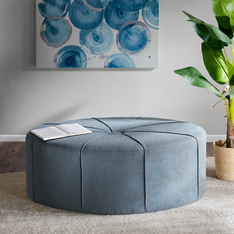 Newest Royal Blue Tufted Cocktail Ottomans Intended For Latitude Run® Telly  (View 9 of 10)