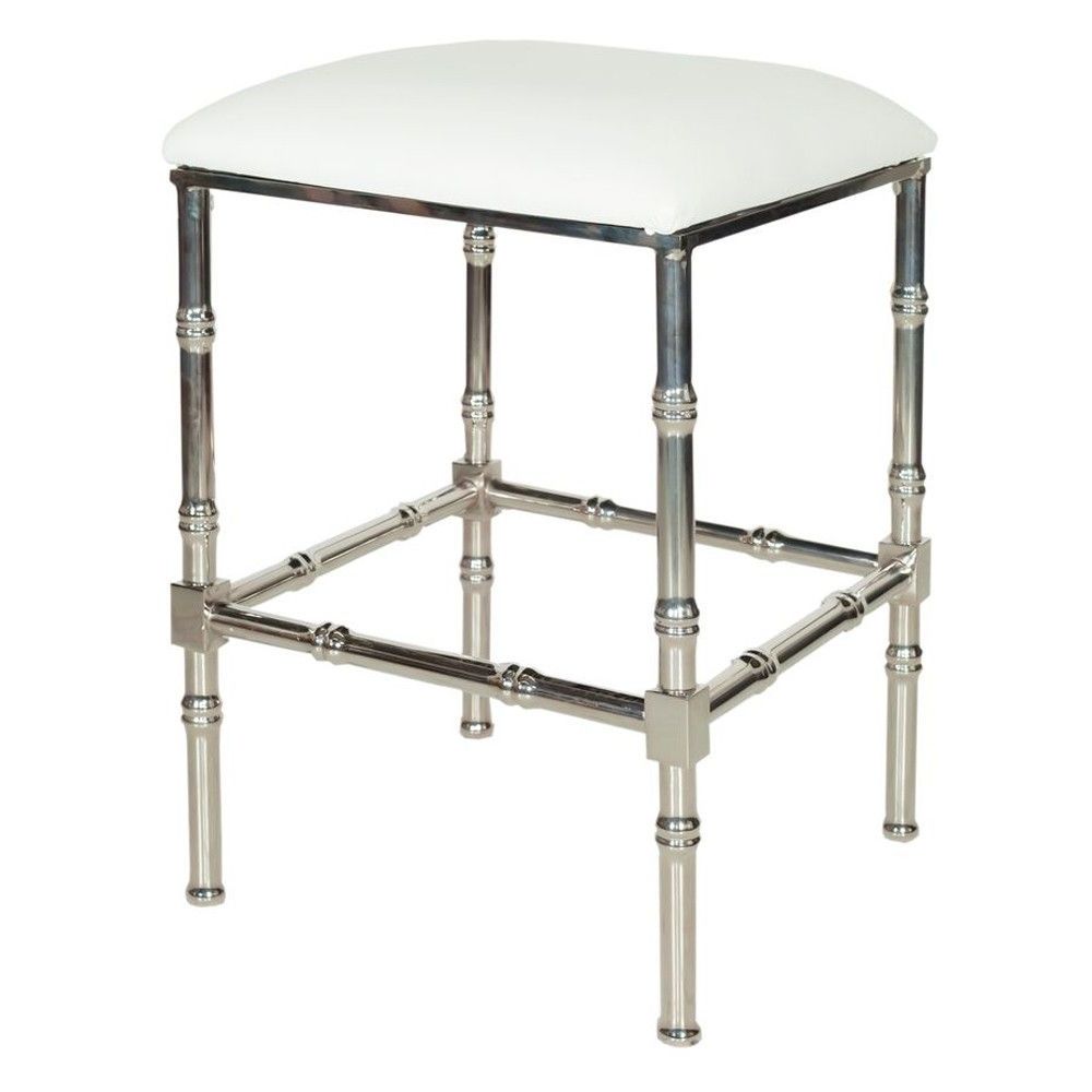 Nickel Bamboo Counter Stool With White Velvet Cushion (View 9 of 10)
