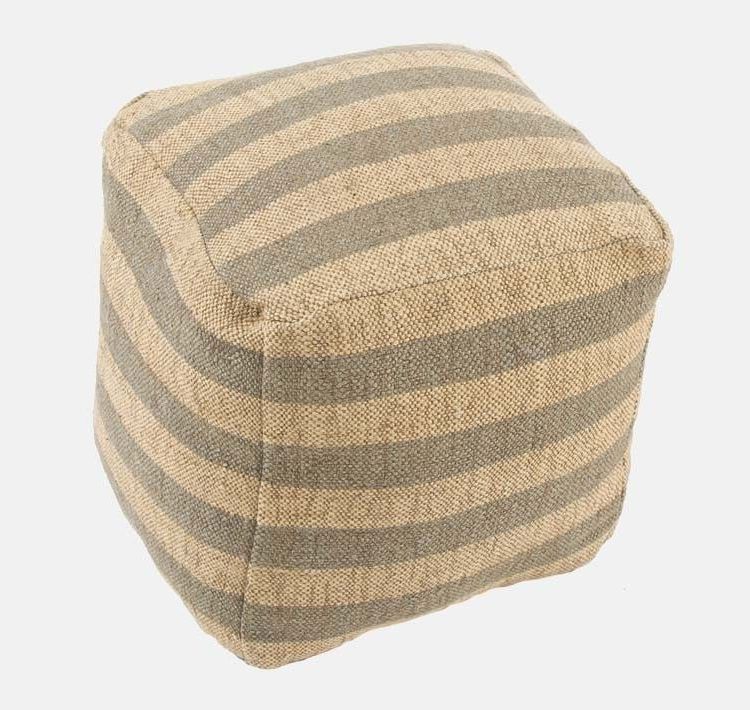 Ottoman, Pouf Inside Textured Gray Cuboid Pouf Ottomans (View 4 of 10)