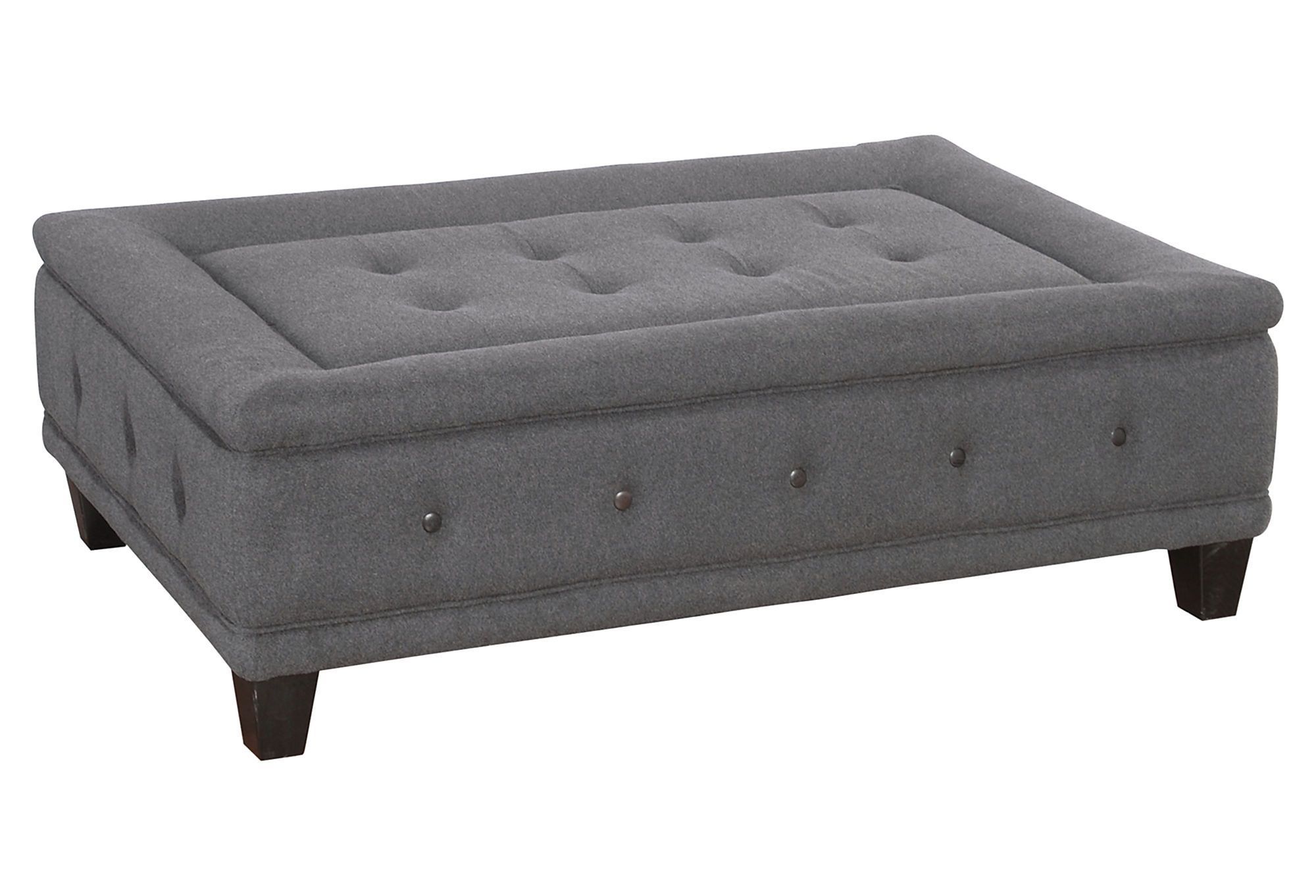 Ottoman, Upholstered With Popular Black Leather And Bronze Steel Tufted Ottomans (View 10 of 10)
