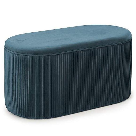 Ottoman, Velvet Ottoman, Furniture Pertaining To Current Teal Velvet Pleated Pouf Ottomans (View 4 of 10)