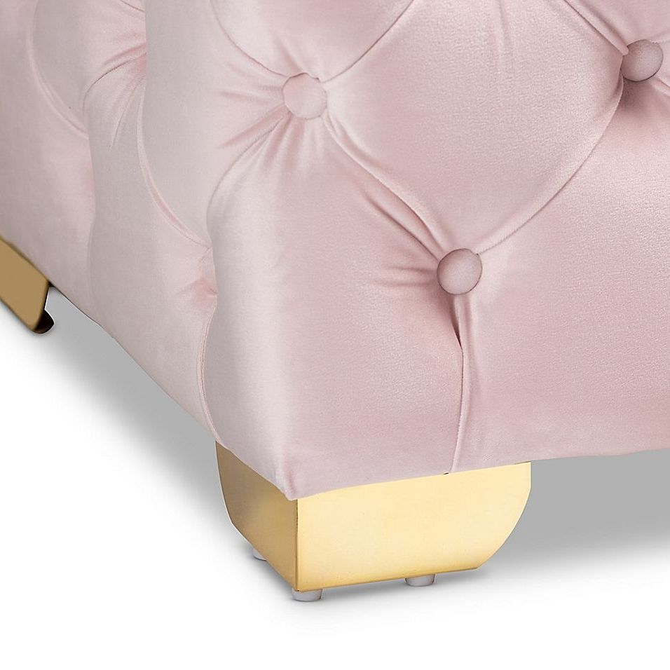 Pink Champagne Tufted Fabric Ottomans Within Well Known Baxton Studio Jody Tufted Ottoman In Light Pink/gold In  (View 5 of 10)