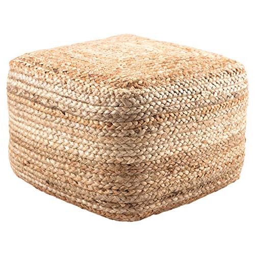 Popular Beige Solid Cuboid Pouf Ottomans Pertaining To Natural Jute Ottoman, Beige Braided Rows Square Pouf Beads Fill, Modern (View 4 of 10)