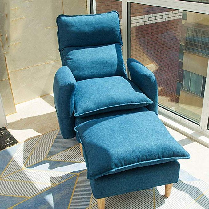 Popular Blue Fabric Lounge Chair And Ottomans Set Intended For Amazon: Lazy Sofa Chair For Living Room,bedroom,club,office Modern (View 7 of 10)