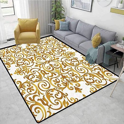 Popular Brushed Geometric Pattern Ottomans In Amazon: Geometric Area Rug Dorm, Victorian Golden Lace Antique (View 9 of 10)