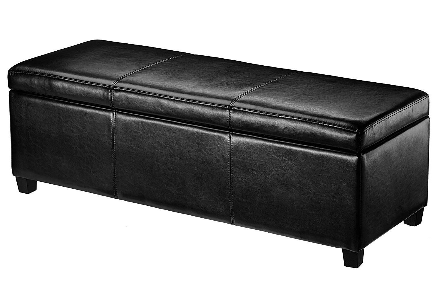 Popular First Hill Madison Rectangular Faux Leather Storage Ottoman Bench Intended For Black Leather Ottomans (View 5 of 10)