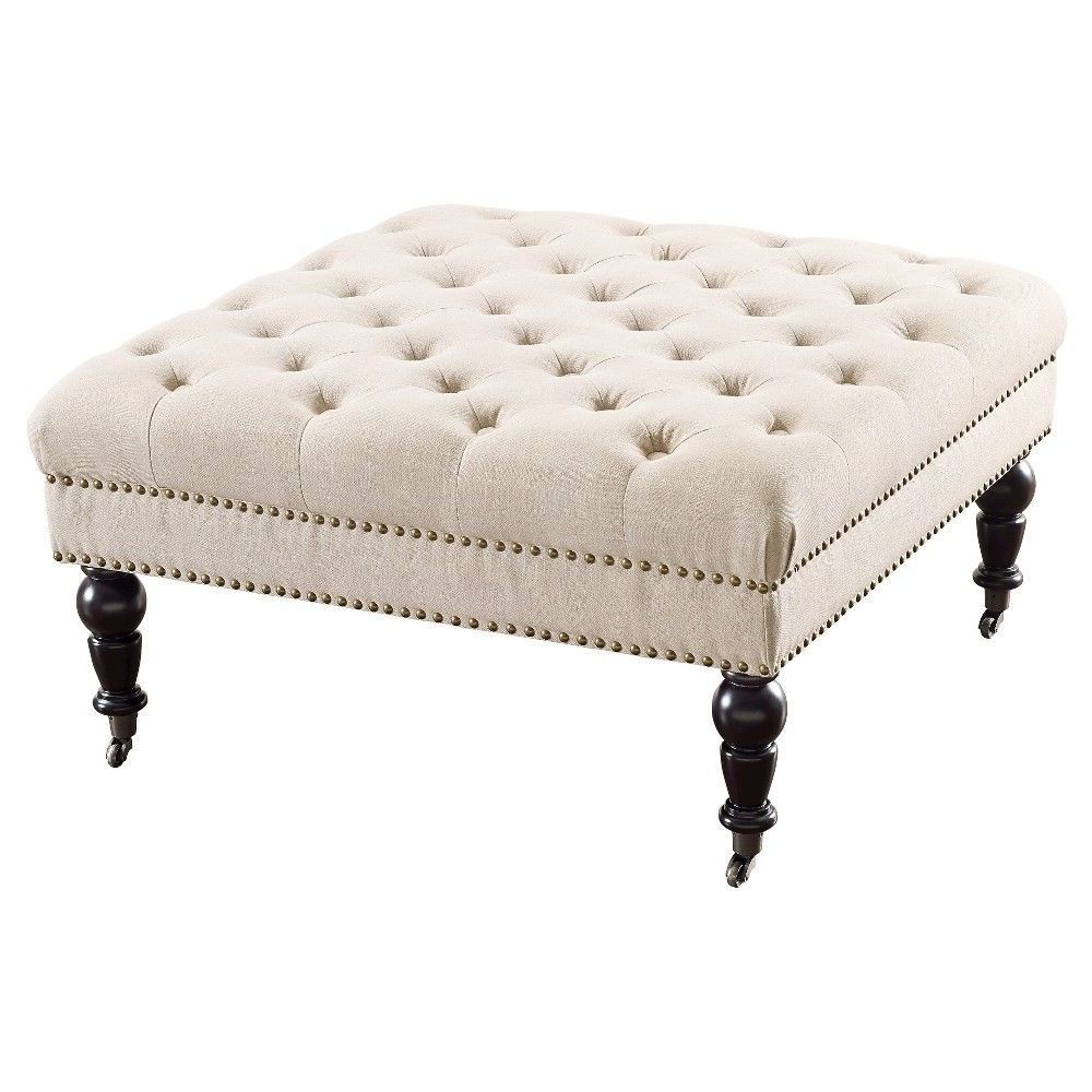 Popular Isabelle Square Tufted Ottoman Natural – Linon (View 6 of 10)