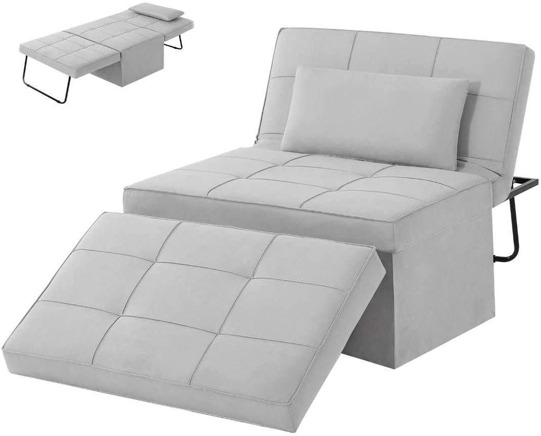 Popular Light Gray Fold Out Sleeper Ottomans With Amazon: Homhum Folding Ottoman Sleeper Bed 4 In 1 Convertible Sofa (View 1 of 10)